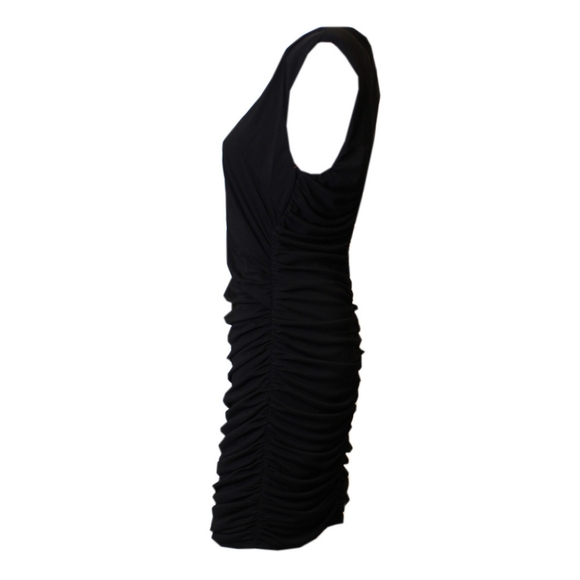 Draped Mini dress Size XS, Round neck Sleeveless Cut-Out Black, HOT & DELICIOUS - Picture 3 of 5